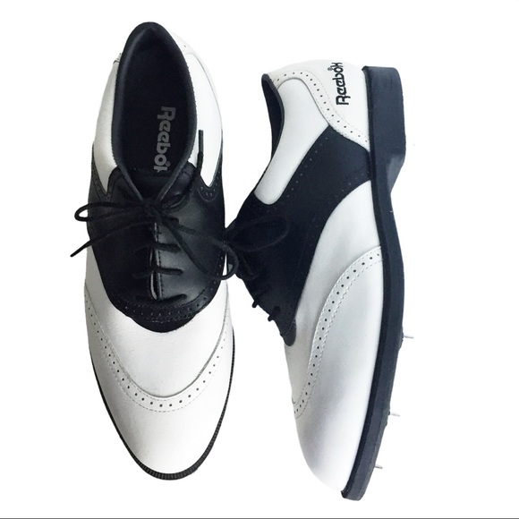 Reebok Leather Oxford Saddle Shoe Golfing Spikes Size: 8 1/2 - Picture 1 of 8